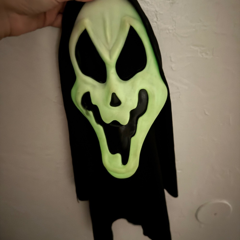 Vintage 90s Glow in the Dark Scream Ghost Face Mask Costume‎ Halloween Mens
